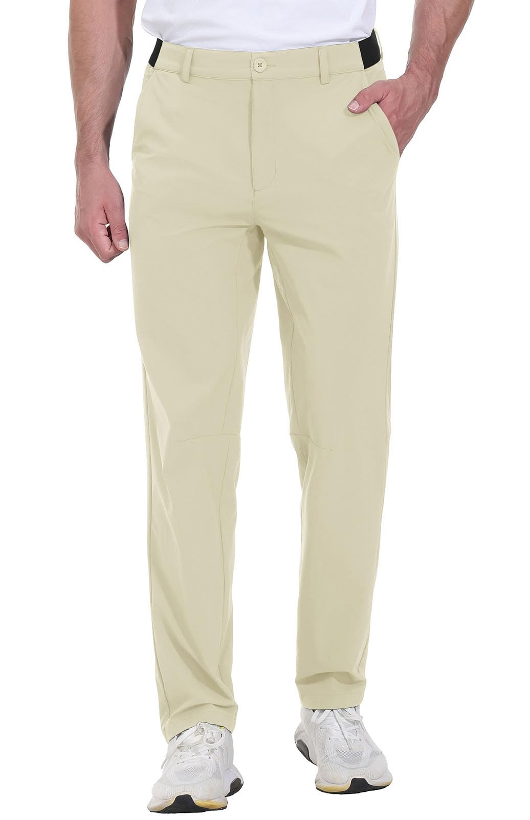 Zip fly with button closure and clean front profile on Rdruko pants.
