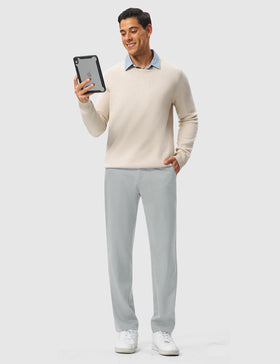 Rdruko golf pants display a durable button-fly closure for daily wear.