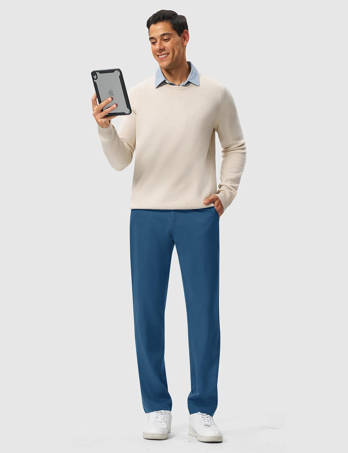 Rdruko denim blue golf pants versatile for course or office wear