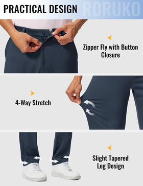 Rdruko men's golf pants navy color ideal for versatile wear.