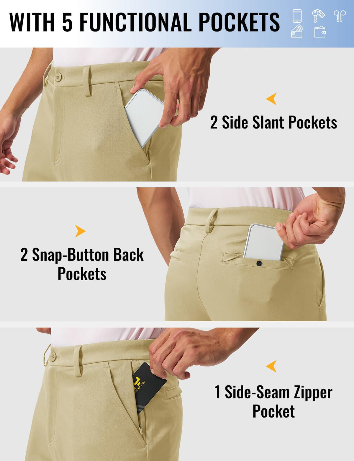 Rdruko men's golf pants zip fly demonstrates durable closure