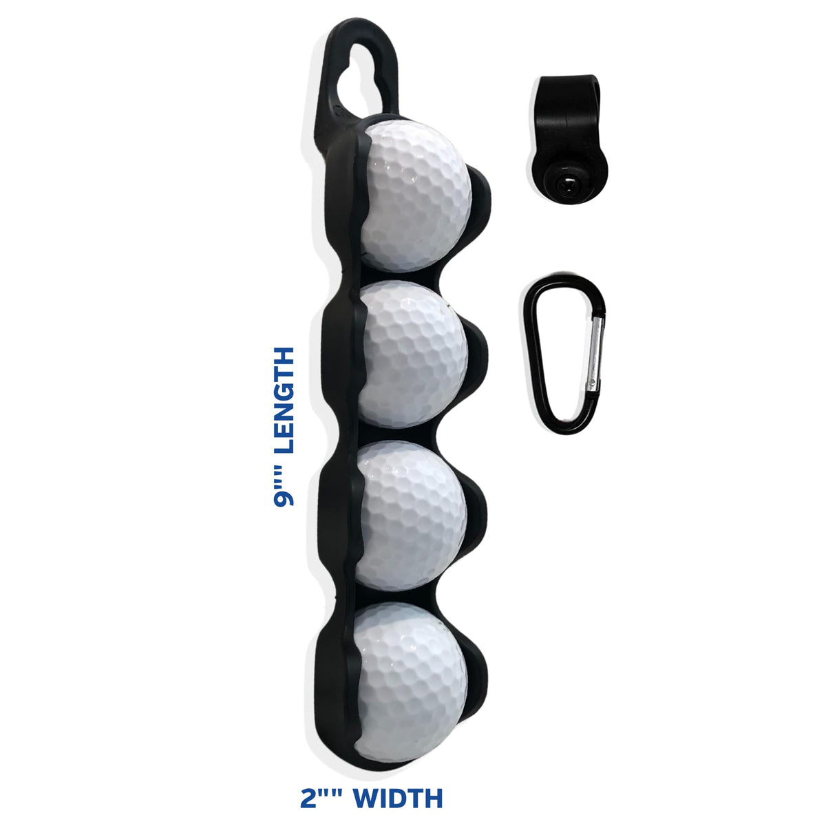 RE GOODS Golf Ball Holder clipped to pant strap enables easy reach.
