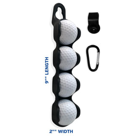 RE GOODS Golf Ball Holder clipped to pant strap enables easy reach.