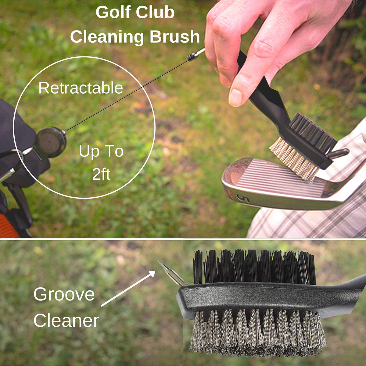 RE GOODS microfiber towel with tee holder stays dry and accessible.