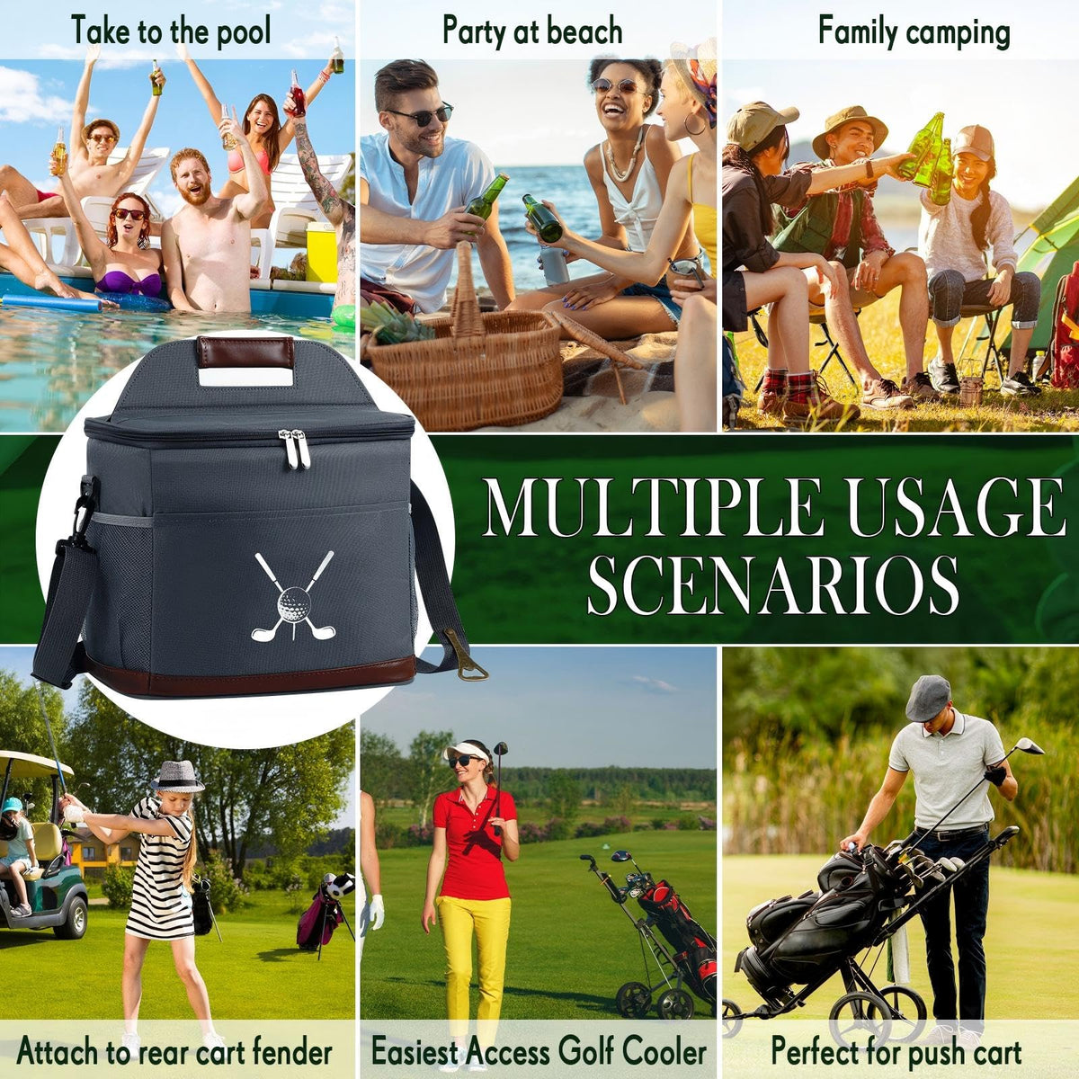 Reallnaive golf bag with carry straps for on-course transport