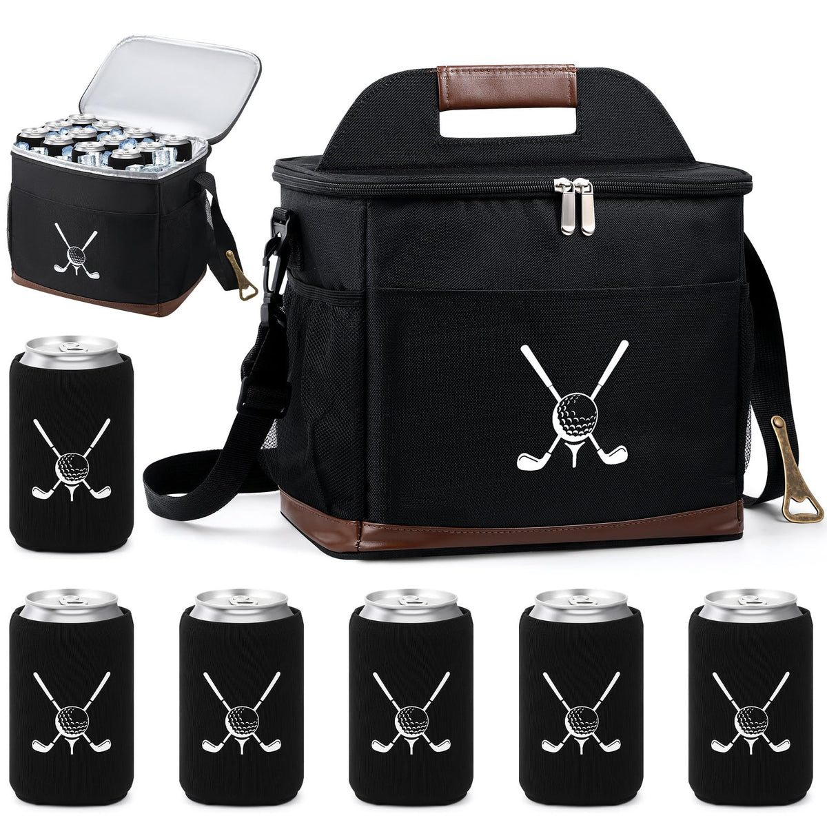 Reallnaive golf cart cooler bag on a cart keeps drinks organized and cold