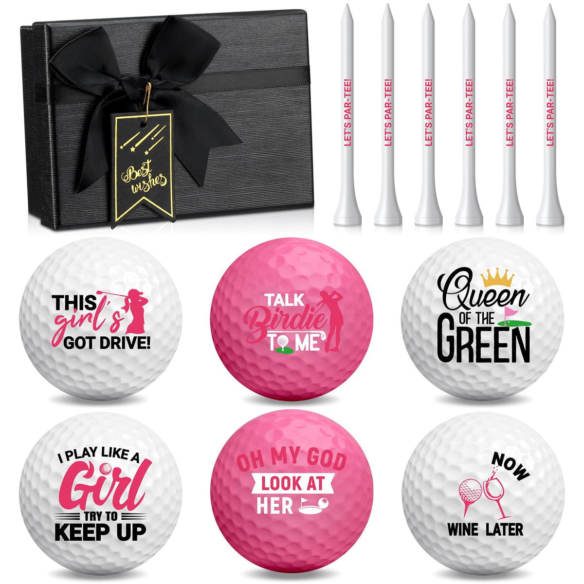 RealSpring pink 13-pc golf balls with tees for a cheerful practice session