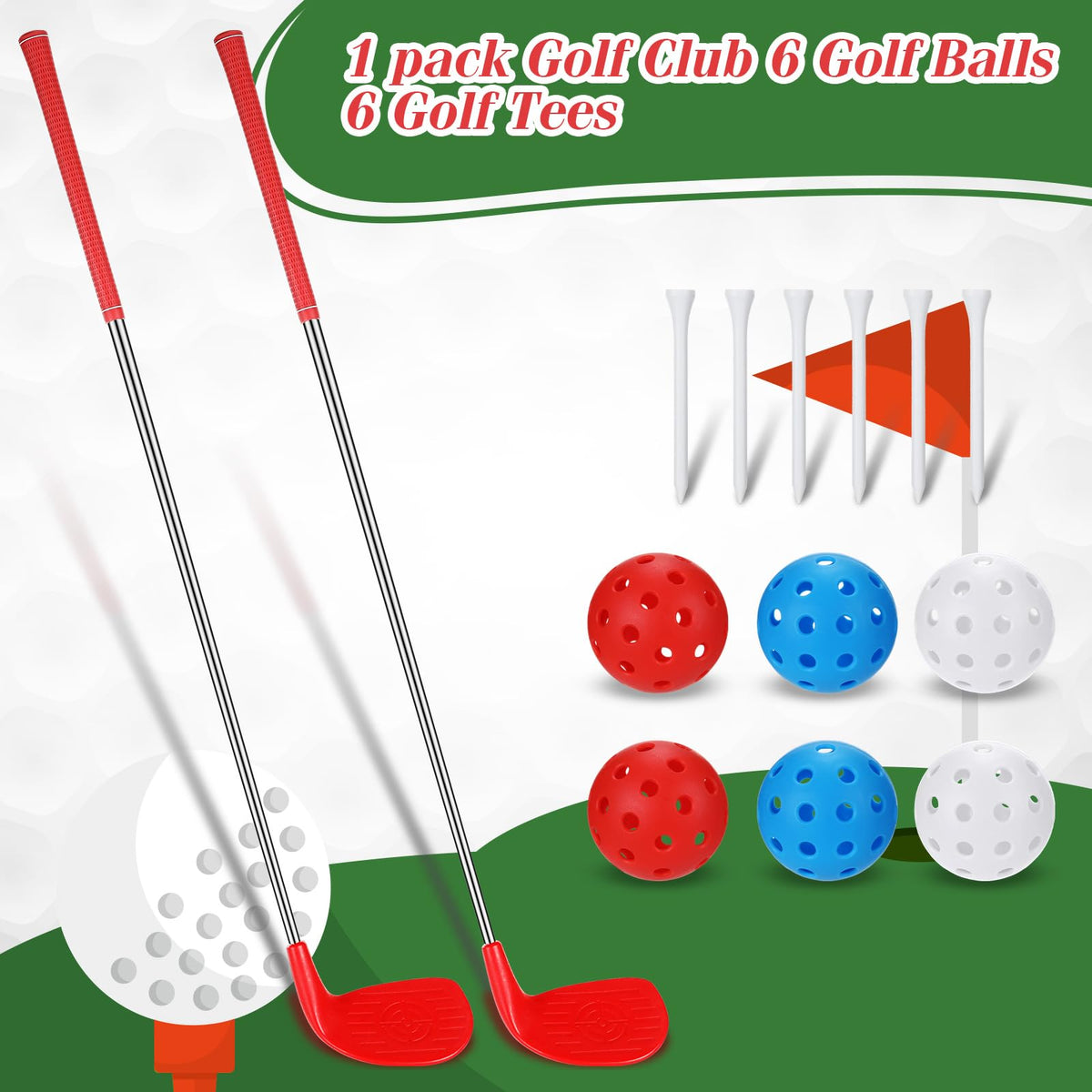 RealSpring 36-inch backyard golf clubs for indoor or outdoor use.