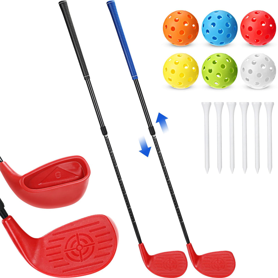 Realspring backyard golf club set for left-handed users with blue accents and safe practice