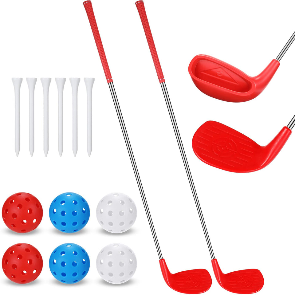 RealSpring oversized-head backyard golf set in red for easy, forgiving practice.