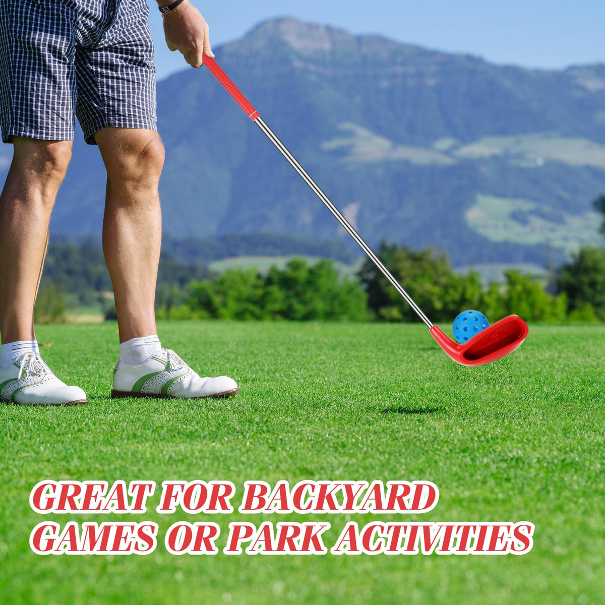 Realspring family-friendly backyard golf game setup