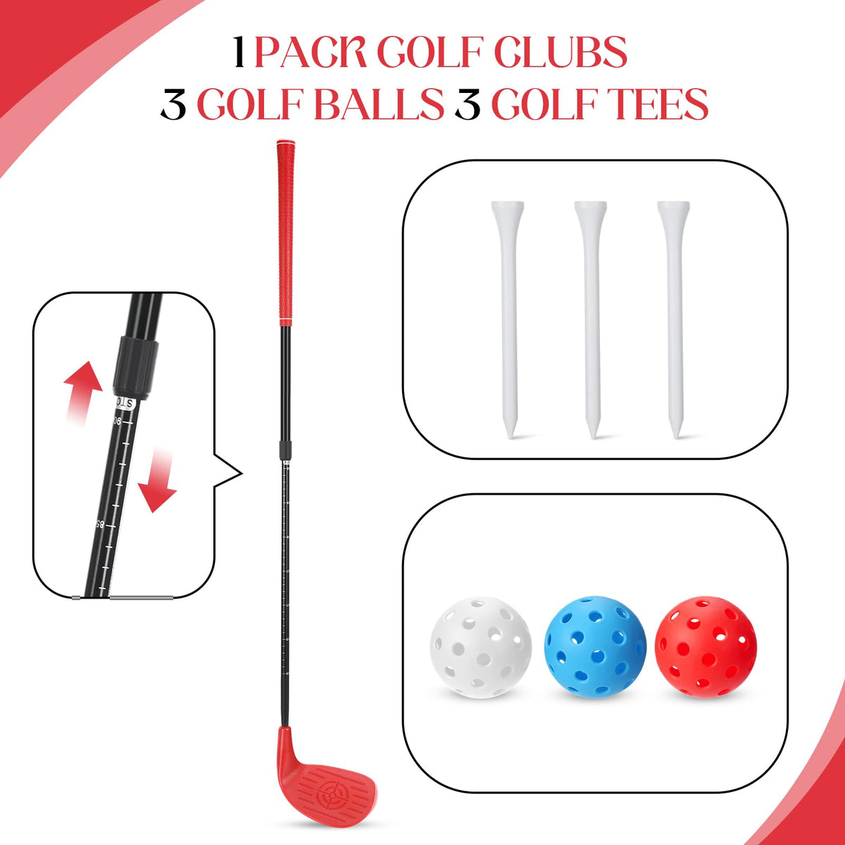 Red Realspring golf club head made of durable plastic for lasting practice