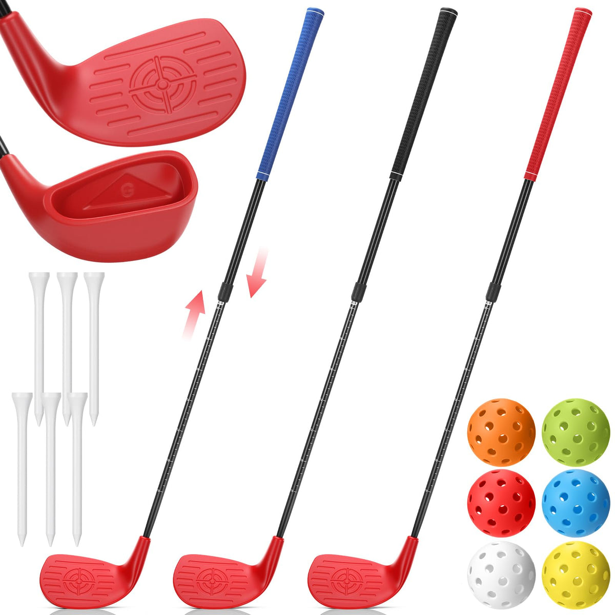 Realspring golf club set adjustable length for personalized swings.