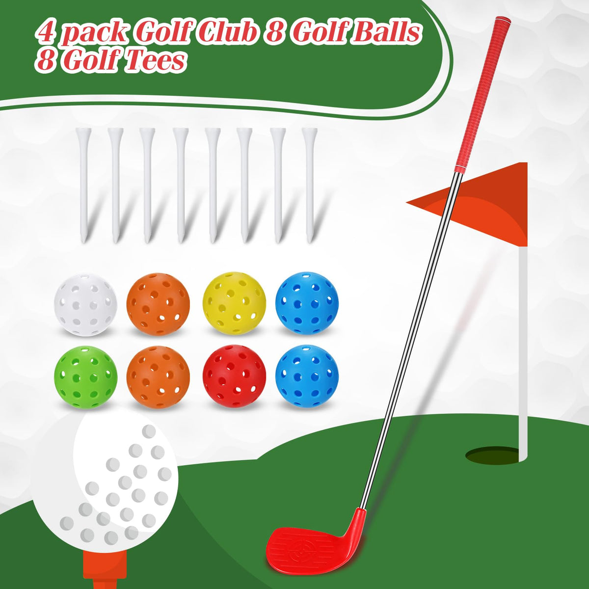 Realspring oversized-head 36-inch golf club facilitates easier aiming and confident swings.