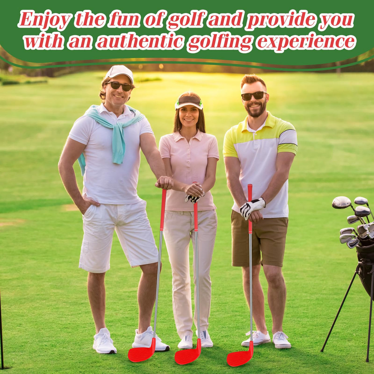 Realspring right-hand golf club in use with simple aiming aid