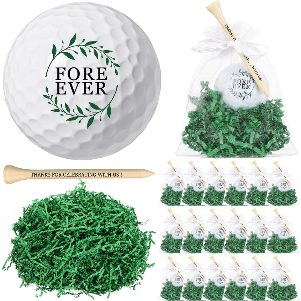 Realspring wedding golf balls with FORE EVER design as guest keepsakes.