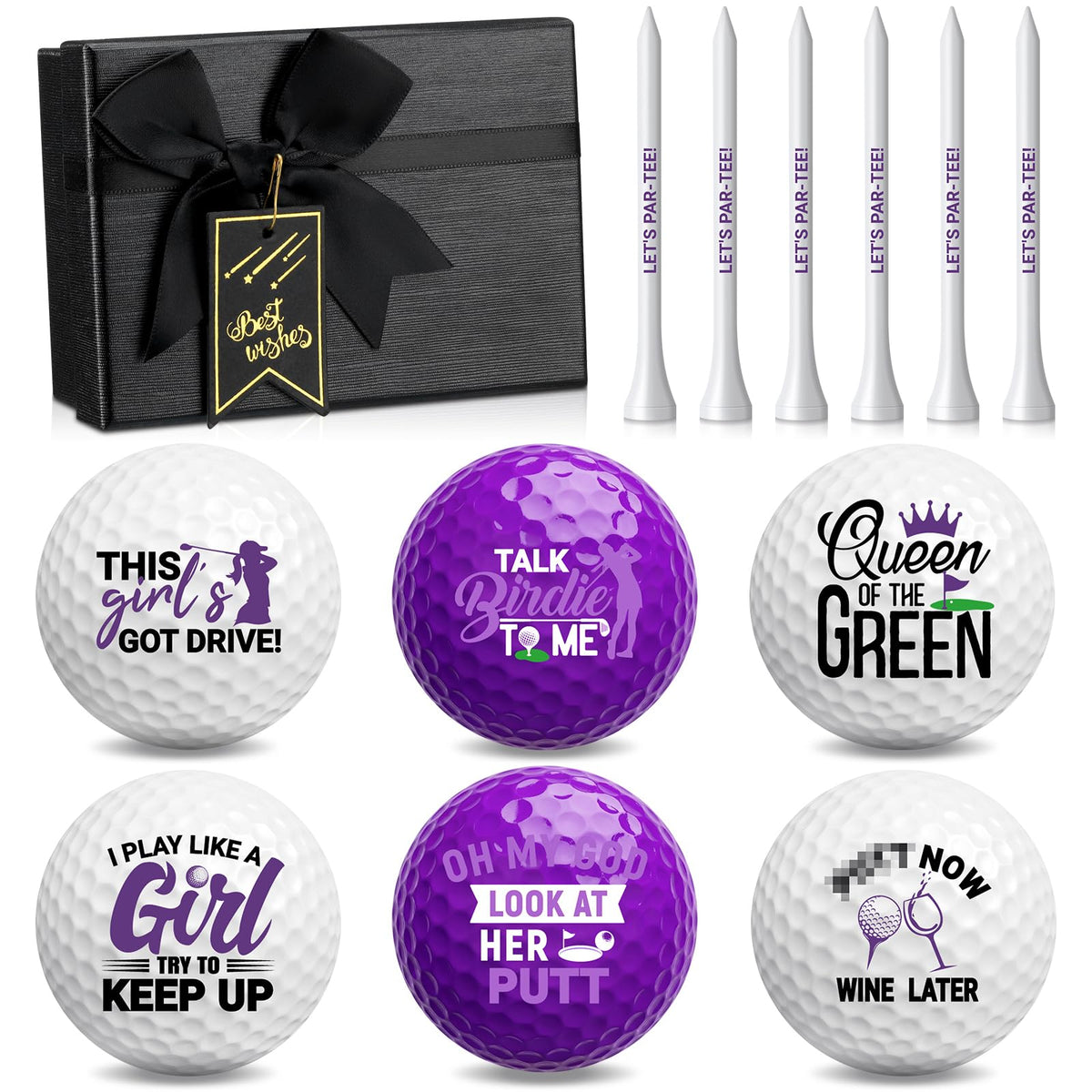 Realspring women's golf balls with twisty words add on-course fun.