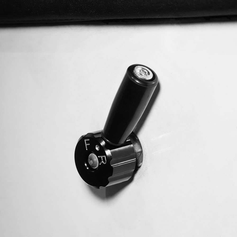 REARACE shift lever black finish close-up emphasizes durable aluminum+plastic construction.