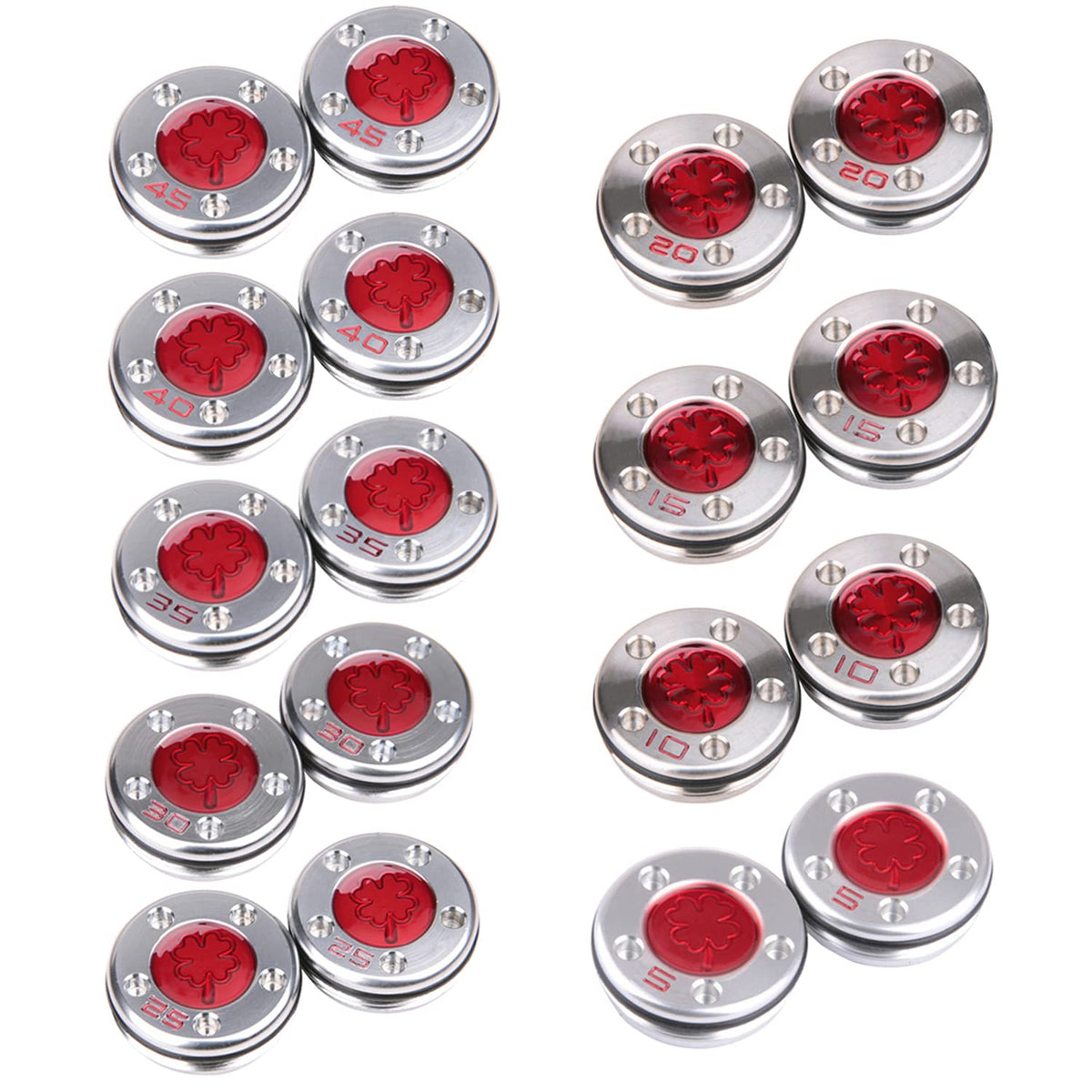 Red Clover 2-piece 35g golf weight packaging with moisture seal