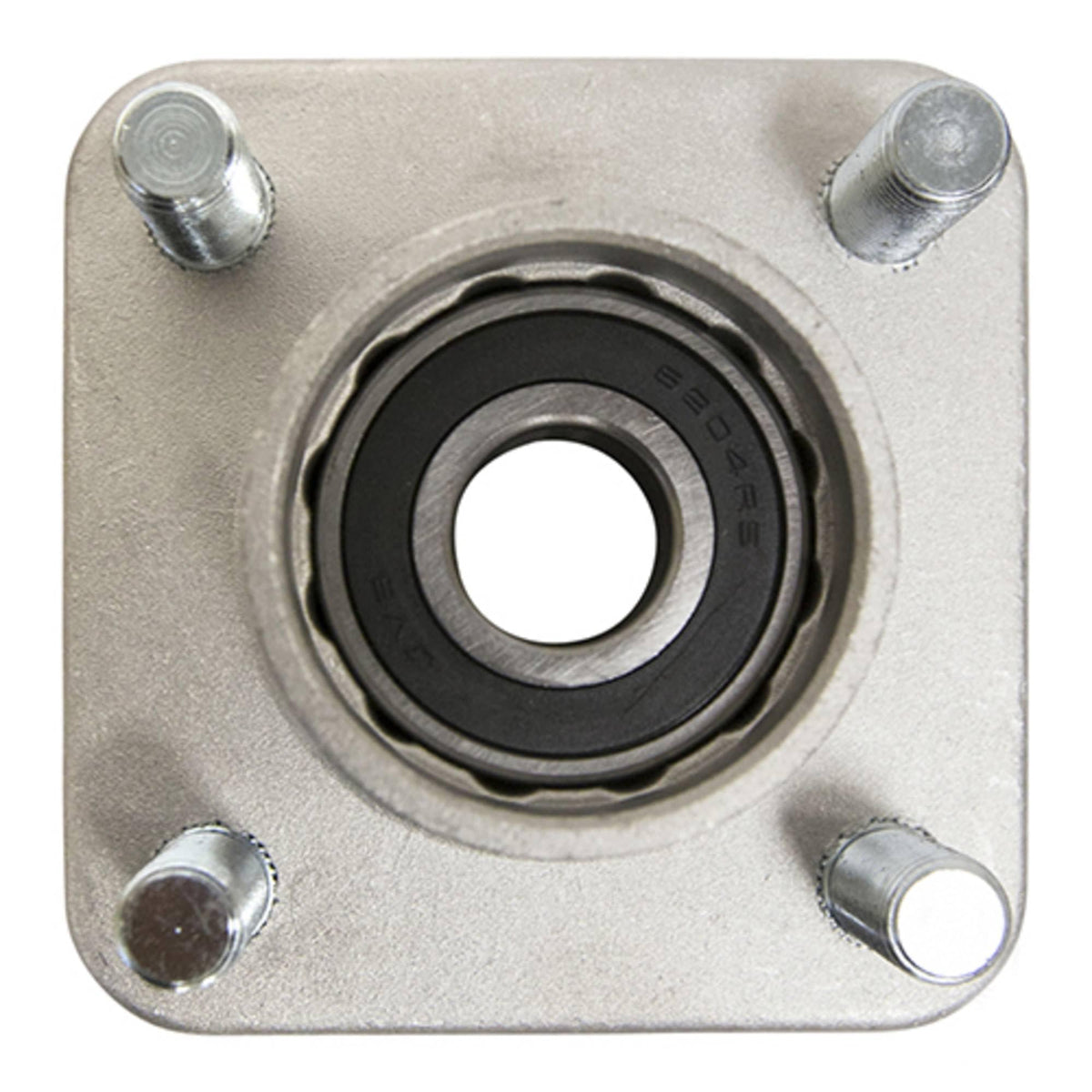 Red Hawk AXL-0014 hub components with bearings races and lug bolts ready for install