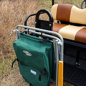 Red Hawk SEAT-696 RHOX safety grab bar attached to golf cart, securing gear.