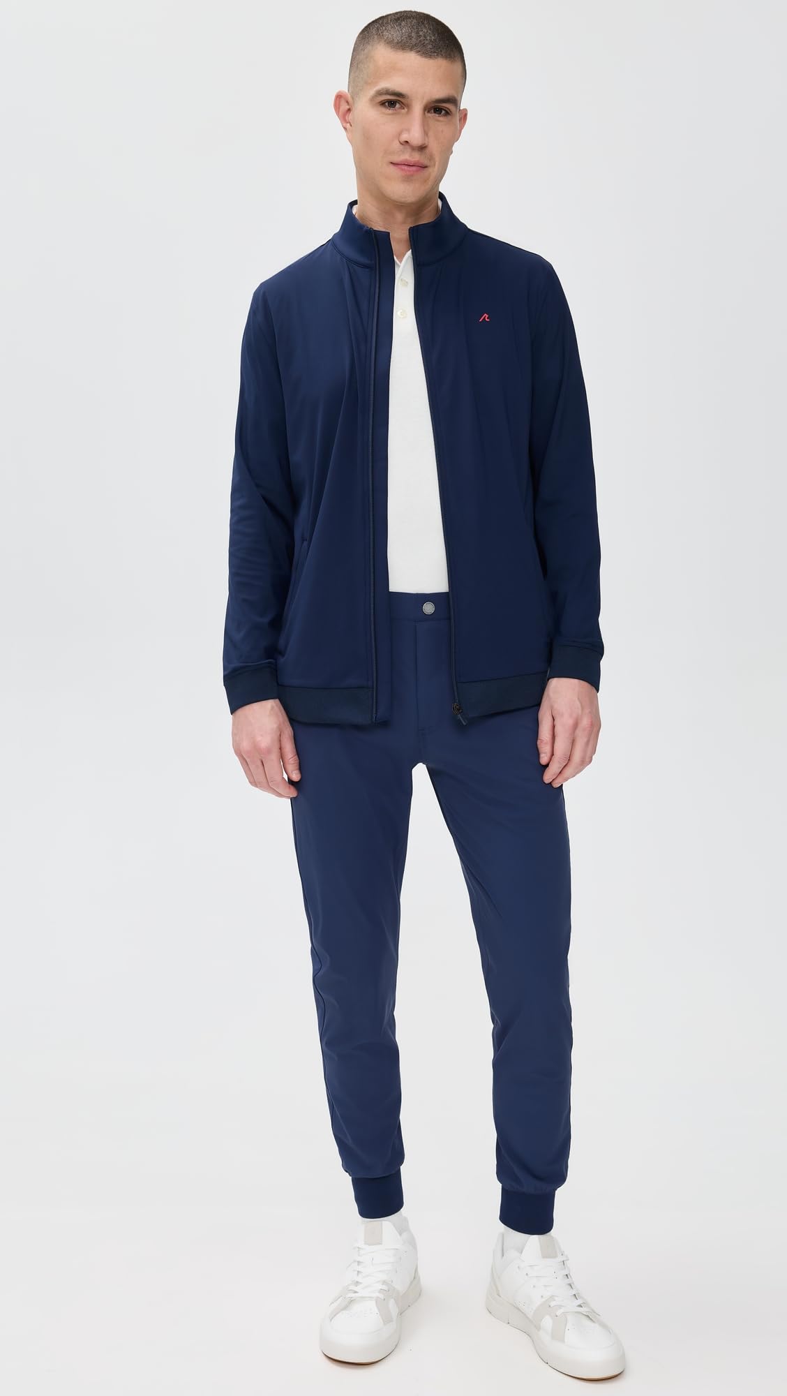Redvanly Navy Halliday Jogger nylon-spandex fabric close-up highlighting lightweight stretch.