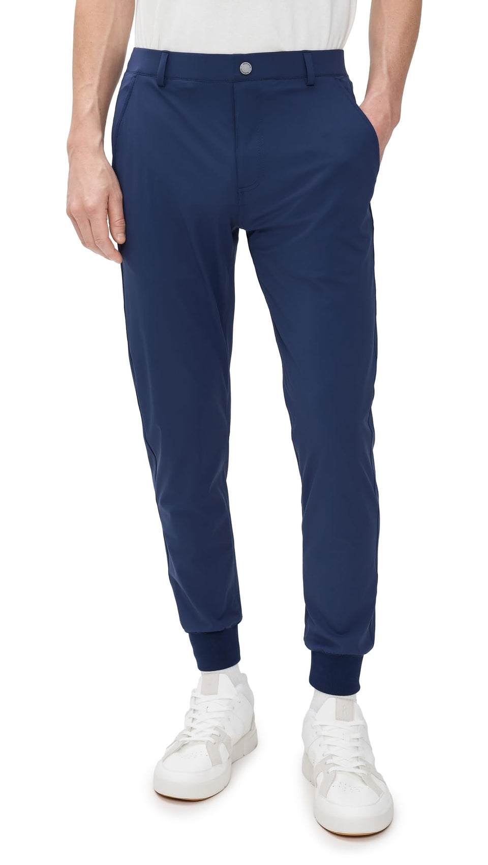 Redvanly Navy Halliday Jogger front pocket: convenient storage for essentials during workouts or commutes.