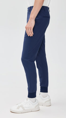 Redvanly Navy Halliday Jogger Pull-On fly detail with zipper.