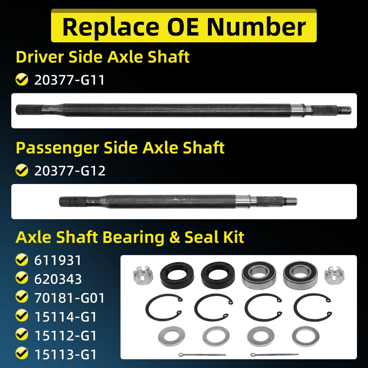 reemplazo bearing and seal kit for EZGO TXT rear axle, enhances reliability