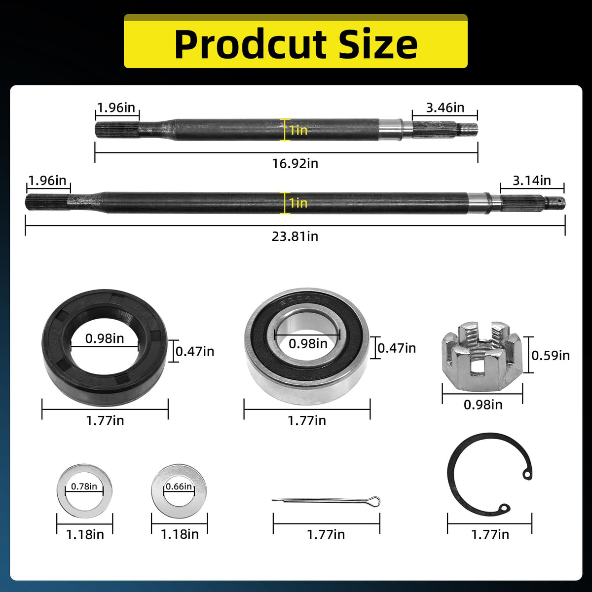 reemplazo rear axle shaft assembly for EZGO Medalist, reliable splined connection