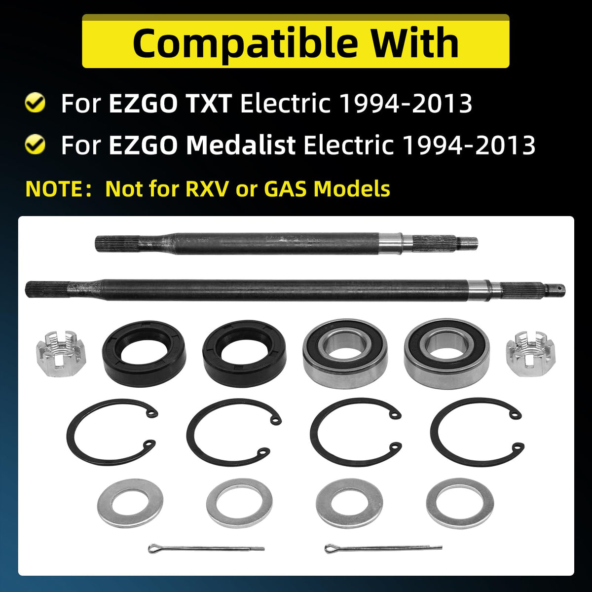 reemplazo rear axle passenger side shaft for EZGO TXT, precision fit