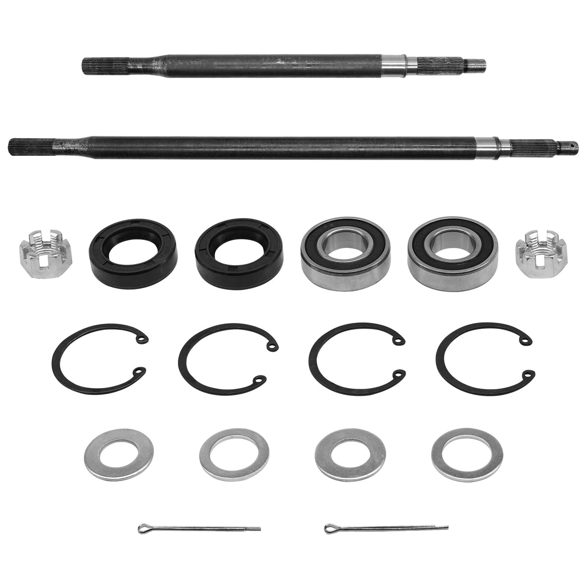 reemplazo castle nuts and cotter pins, secure rear axle installation