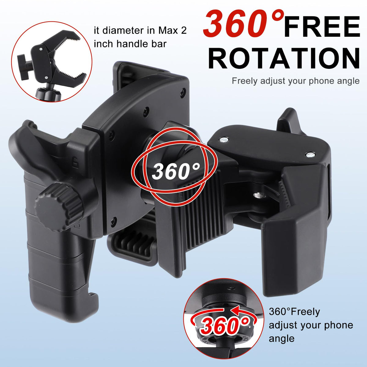 Relaxweex adjustable clamp keeps devices stable on bumpy rides.