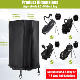 RELEDESA 600D golf bag rain hood cover back view provides protection