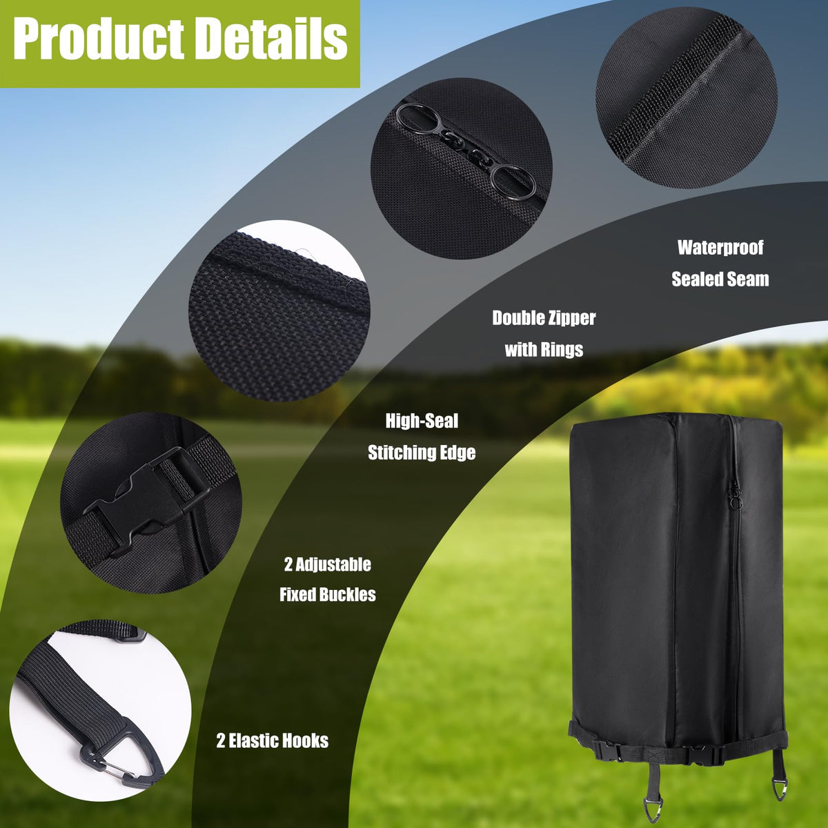 RELEDESA 600D rugged fabric rain hood shows durable material and dust resistance
