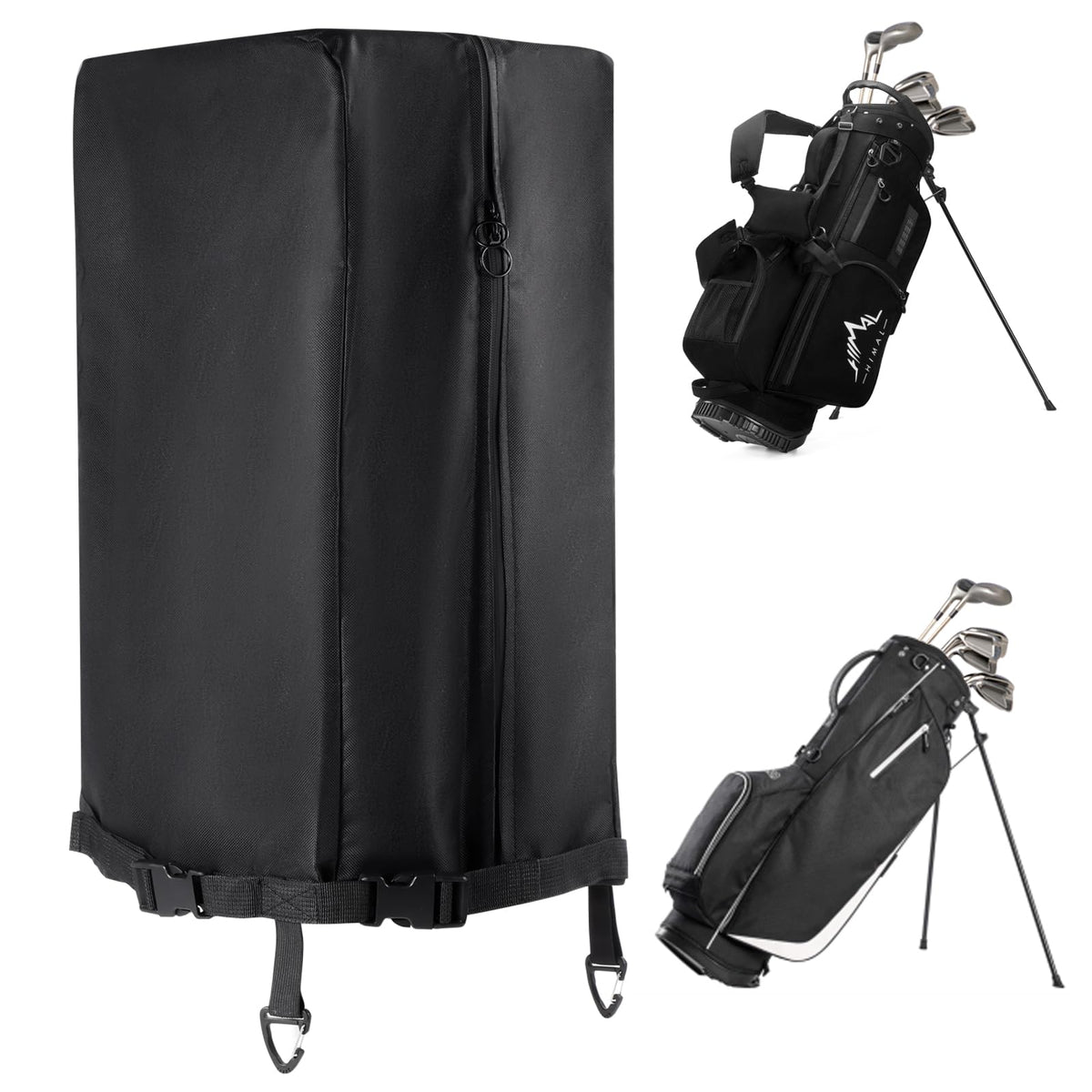 RELEDESA 600D golf bag rain hood cover front view with secure fit
