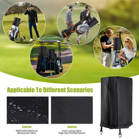 RELEDESA 600D golf bag rain hood cover top view with dual zipper