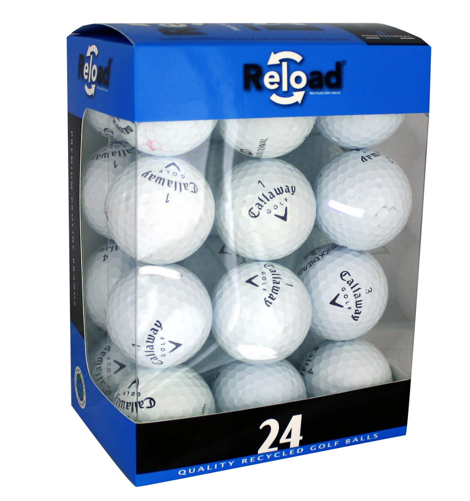 Reload Callaway Supersoft pre-owned golf balls pack shot highlighting value and ready-for-play condition.