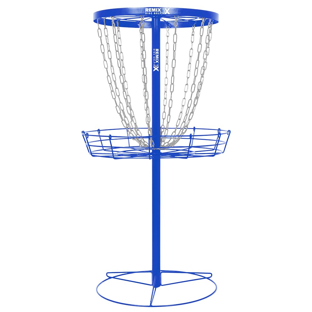 Remix Deluxe 12-Chain Basket front view highlights sturdy outdoor practice setup.