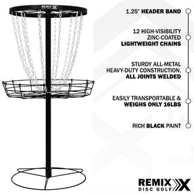 Remix Deluxe 12-Chain Basket in a sunny backyard, perfect for casual training with friends or family.