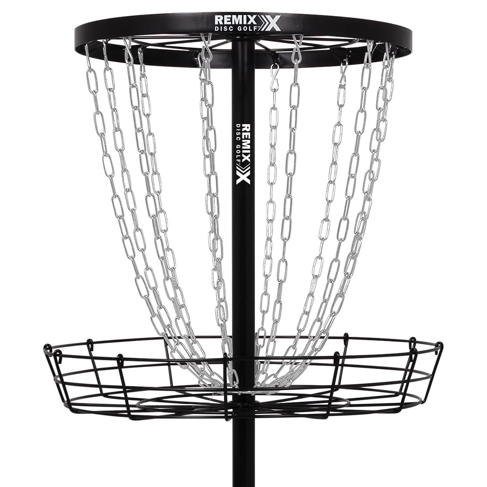 Remix Deluxe 12-Chain Basket close-up shows durable zinc-coated chains for outdoor use.