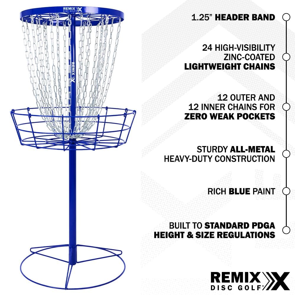Remix Deluxe 24-Chain Basket assembly in progress for tool-free setup.