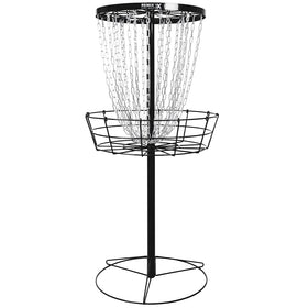 Remix Deluxe 24-Chain Basket front view reveals sturdy metal construction for outdoor practice.