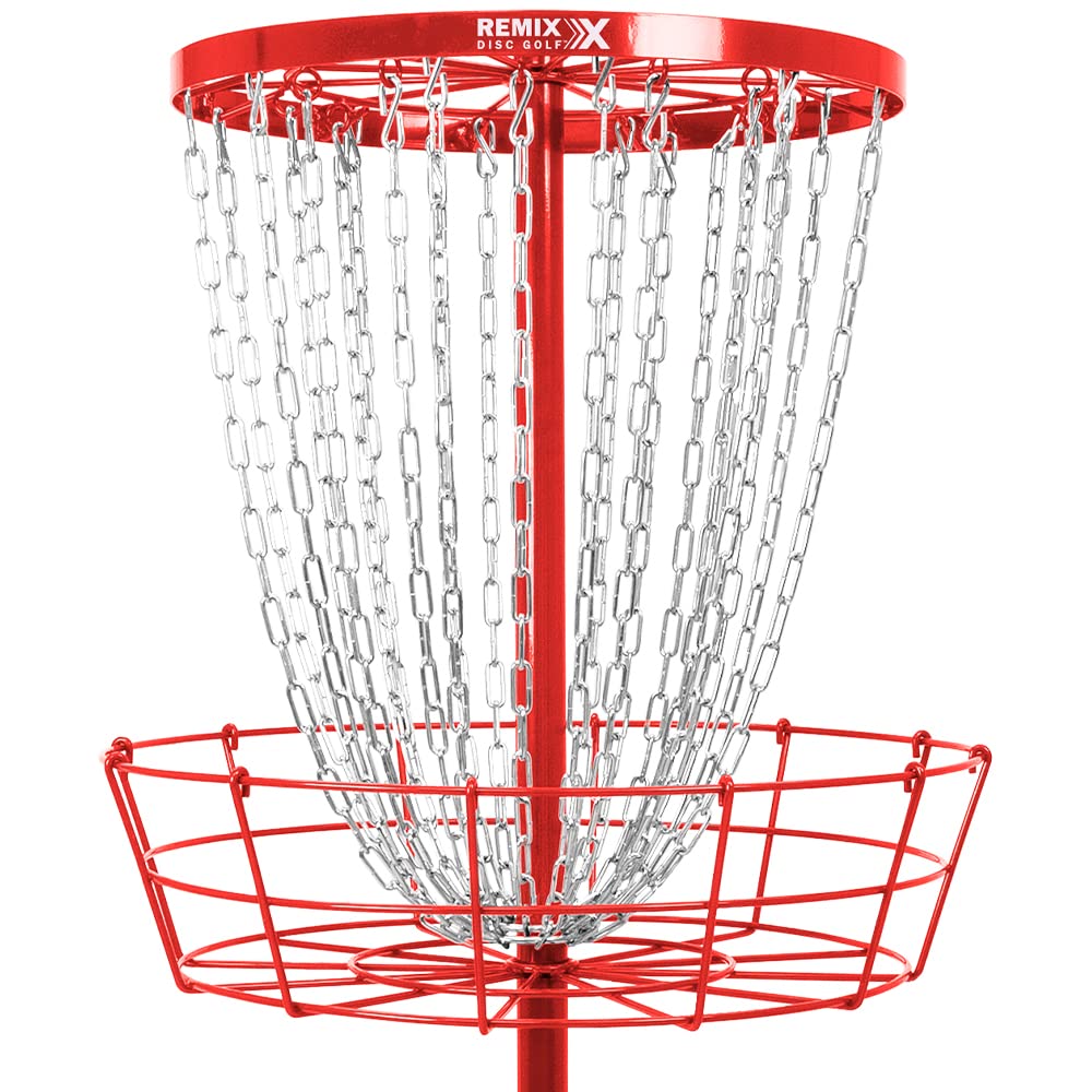 Remix Deluxe 24-Chain Basket red top band improves visibility during practice.