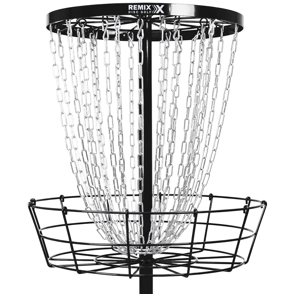 Remix Deluxe 24-Chain Basket top band black improves visibility during play.