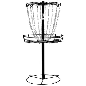 Remix Disc Golf Basket black side view, sturdy backyard practice target.