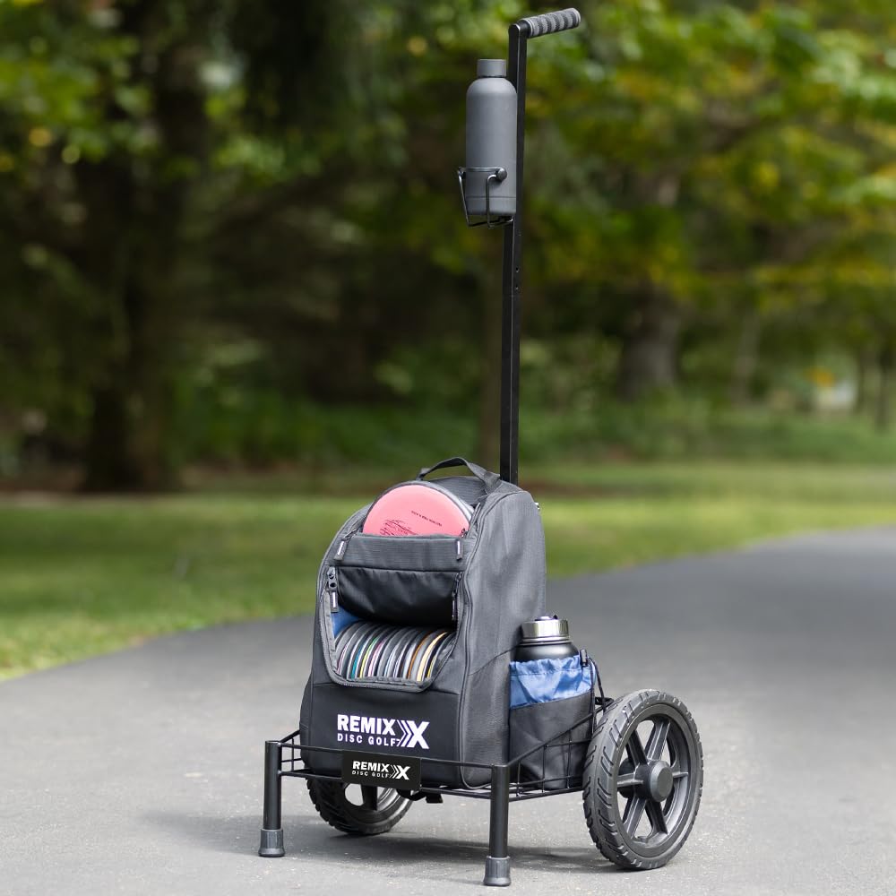 Remix Disc Golf Cart Black in vehicle illustrates easy storage after rounds