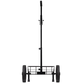 Remix Disc Golf Cart Black wheel detail emphasizes durable no-flat tires for rough terrain