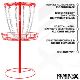 Remix Disc Golf red assembly image demonstrates tool-free setup for quick practice.