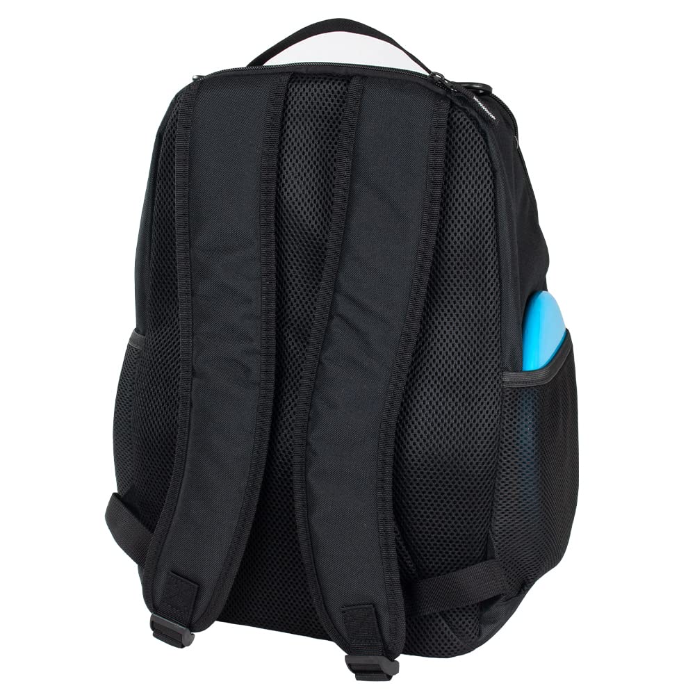 Remix Disc Golf Starter Backpack in black with padded shoulder strap for easy carry.